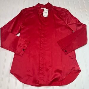 Billy Reid Women’s Top Silk Blend Shirt Button Front Red XS Nordstrom NEW. 170